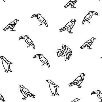 Bird Flying Animal With Feather Vector Seamless Pattern Stock Illustration