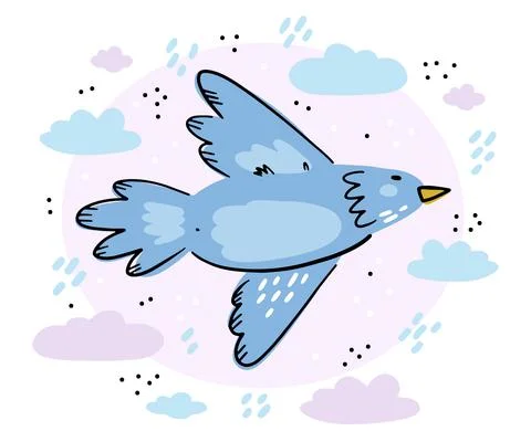 Bird flying on a background of the sky. Stock Illustration