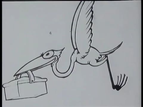 Bird flying with  basket in beak Stock Footage 261022361