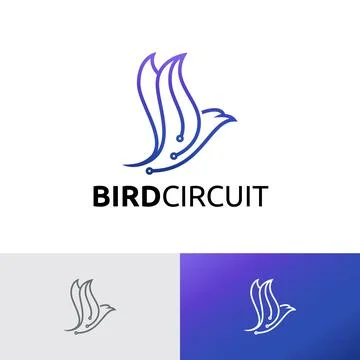 Bird Flying Circuit Computer Technology Logo Template Stock Illustration