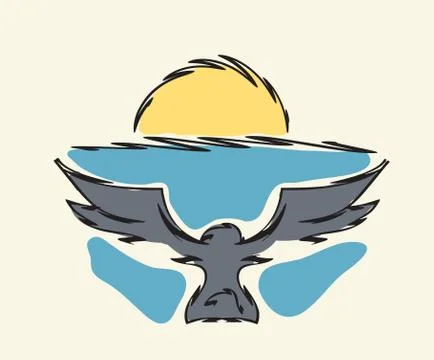 Bird flying to horizon Stock Illustration