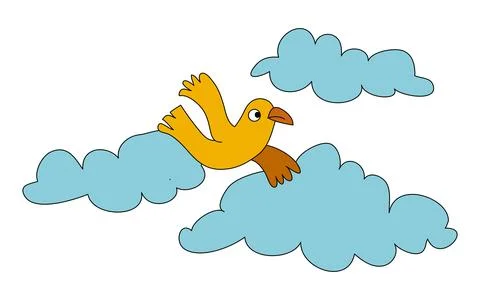 A bird is flying inside the clouds vector illustration Stock Illustration
