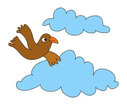 Bird is flying inside the clouds vector illustration Stock Illustration