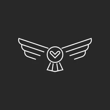 Bird flying owl logo thin lines linear minimalist style design element, hipst Stock Illustration