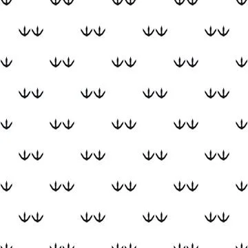 Bird footprints seamless repeating pattern on white background Stock Illustration