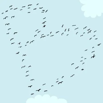 Bird Formation In B Stock Illustration