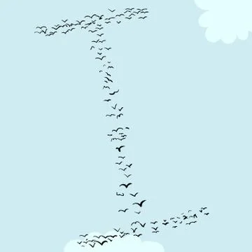 Bird Formation In I Stock Illustration