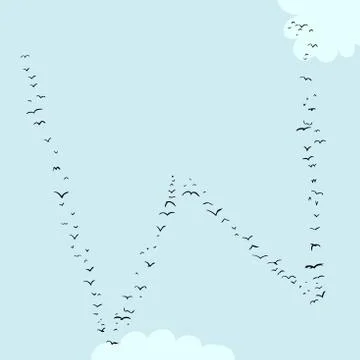 Bird Formation In W Stock Illustration