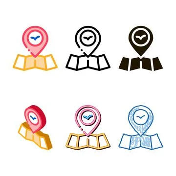 Bird gps mark pin on map icon variety thin line vector Illustrazione stock