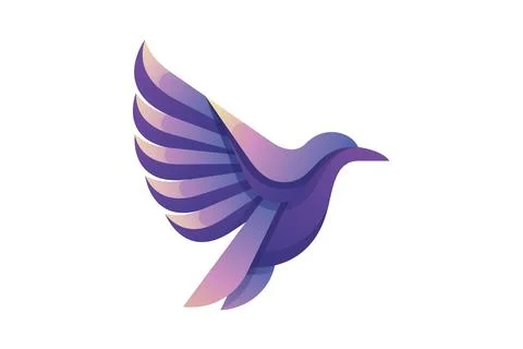 Bird gradient logo cartoon mascot logo illustration vector Stock Illustration