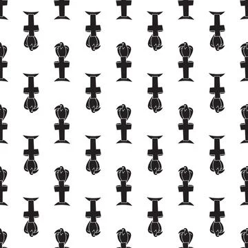 Bird on grave cross pattern seamless vector Illustrazione stock