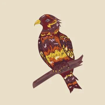 Bird in Hand Drawn Style Иллюстрация
