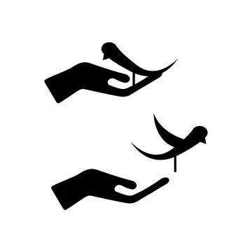 Bird in a hand icon Stock Illustration