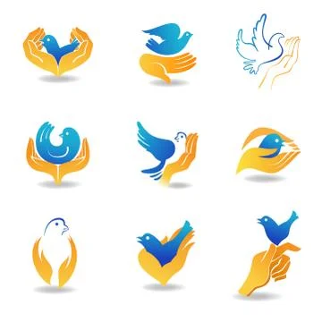 Bird in hands Stock Illustration