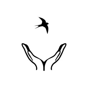 Bird in the hands Stock Illustration