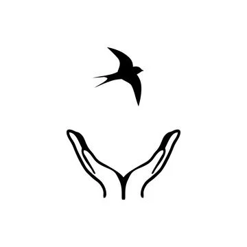 Bird in the hands Stock Illustration