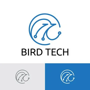 Bird Head Circuit Computer Technology Logo Template Stock Illustration