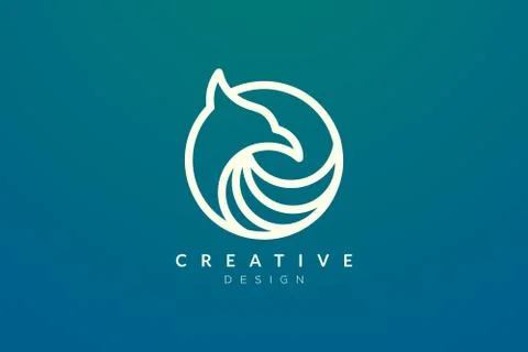 Bird head shape design with golden ratio technique. Modern minimalist and ele Illustrazione stock