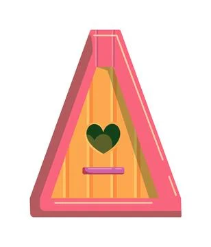Bird home triangle shape isolated on white background Stock Illustration