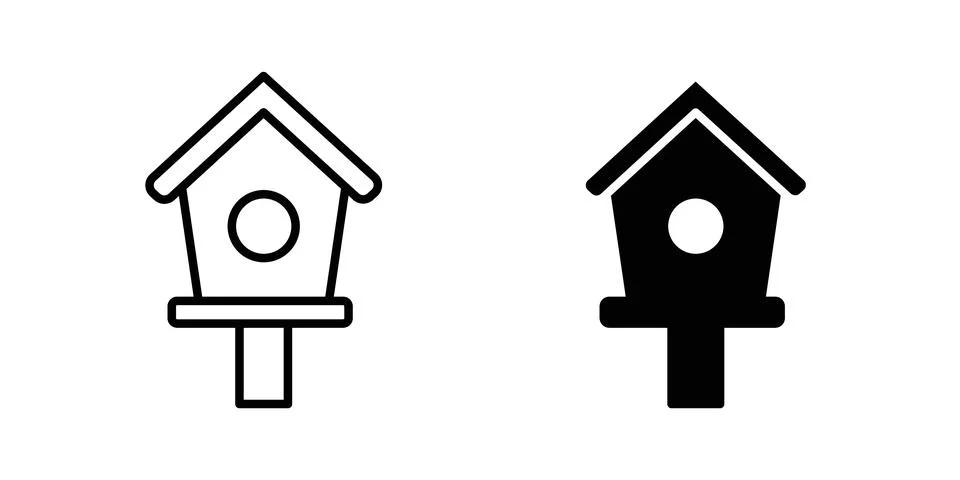 Bird house icon vector template set in black Stock Illustration