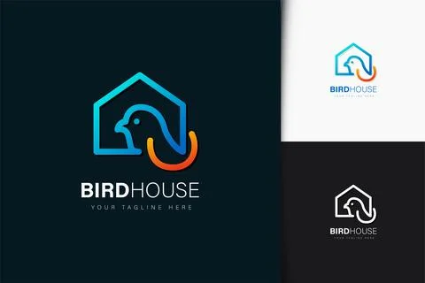 Bird house logo design with gradient Stock Illustration