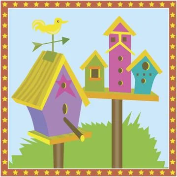 Bird houses Stock Illustration