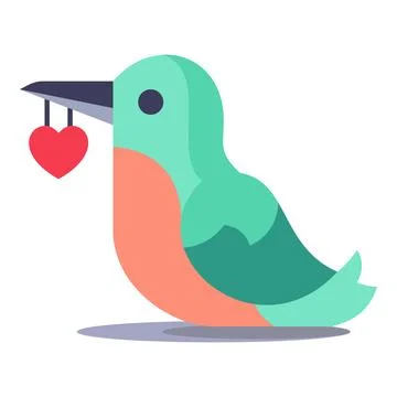 Bird icon delivering a heart message, symbolizing love, romance, and connection Stock Illustration