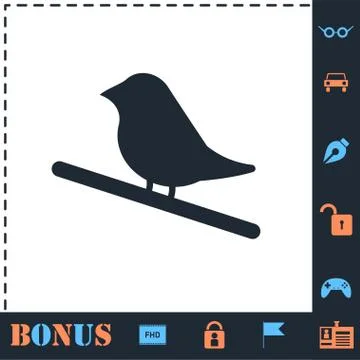 Bird icon flat Stock Illustration