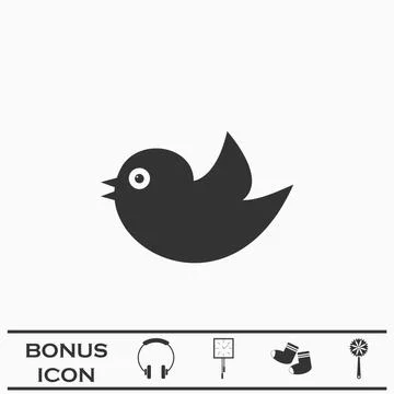 Bird icon flat Stock Illustration