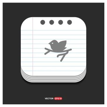 Bird Icon Gray icon on Notepad Style template Vector EPS 10 Free Icon Illustrazione stock