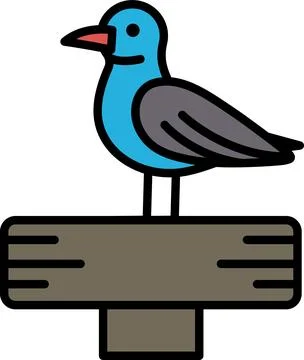 Bird icon perched on signpost in line style. イラスト素材