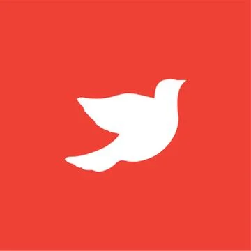 Bird Icon On Red Background. Red Flat Style Vector Illustration. Illustrazione stock