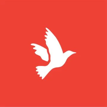 Bird Icon On Red Background. Red Flat Style Vector Illustration. Illustrazione stock
