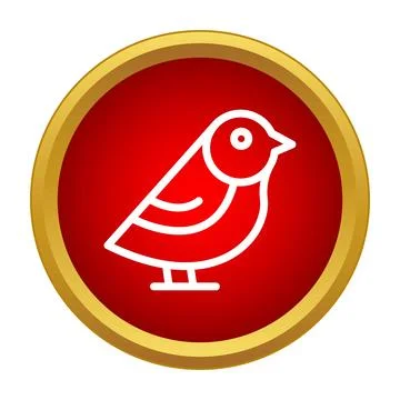 Bird icon in red circle button concept Stock Illustration