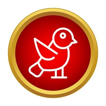 Bird icon in red circle, gold frame 스톡 일러스트