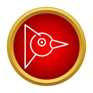 Bird icon in red gold circle button イラスト素材