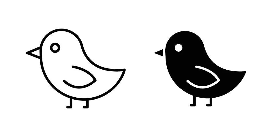 Bird icon silhouette vector set. thin line pack Stock Illustration