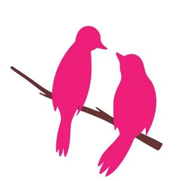 Bird icon. Two birds are sitting on a branch.. Sparrow bird vector illustrati 스톡 일러스트