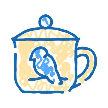 Bird illustration on a cup with lid Stock Illustration