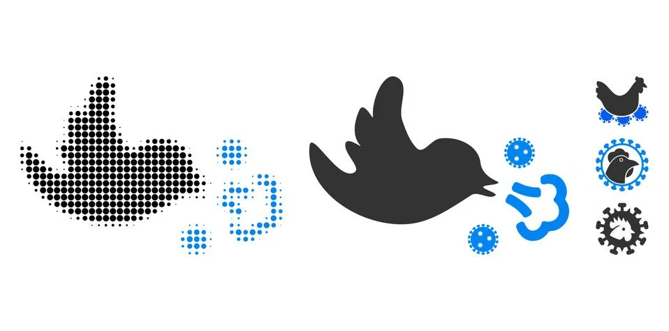 Bird Infection Halftone and Solid Icon Stockillustratie