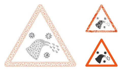 Bird Infection Warning Vector Mesh Wire Frame Model and Triangle Mosaic Icon Stock Illustration