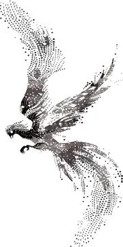 A bird with its wings spread out and its head down Stock Illustration