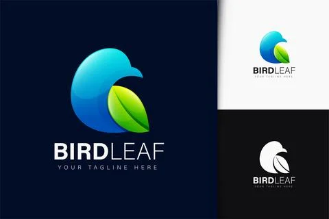 Bird leaf logo design with gradient Stock Illustration