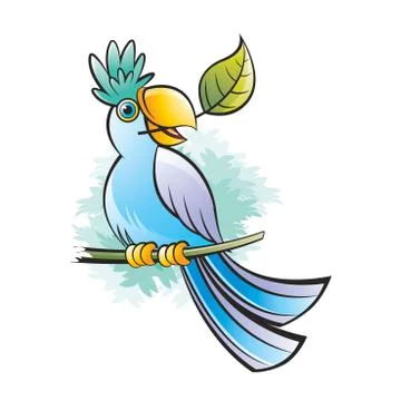 Bird with leaf in mouth Stock Illustration
