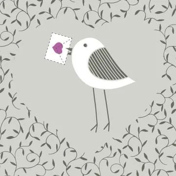 Bird with letter Stock Illustration