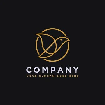 Bird line art logo vector icon Stock Illustration
