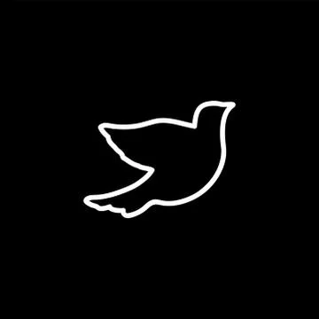 Bird Line Icon On Black Background. Black Flat Style Vector Illustration 스톡 일러스트