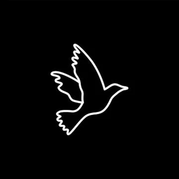 Bird Line Icon On Black Background. Black Flat Style Vector Illustration Stock Illustration