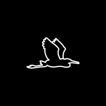Bird Line Icon On Black Background. Black Flat Style Vector Illustration Illustrazione stock