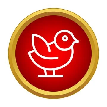 Bird line icon in red and gold button Stock Illustration